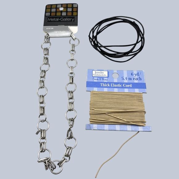 Lot Jewelry Making Chains Silver Tone Metal Elastic Cord Variety Necklace Craft - Picture 6 of 10